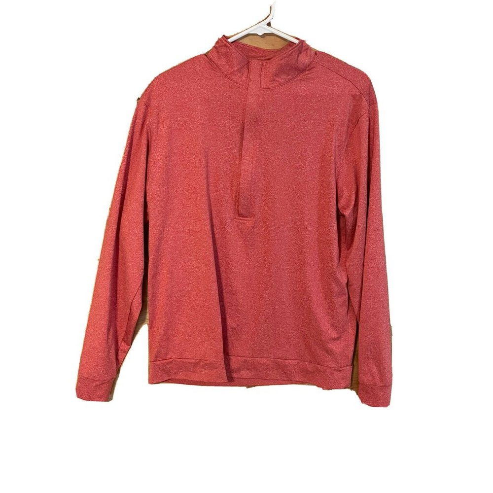 Matte Grey  mens Medium Red 1/2 zip tech shirt jacket  athleisure Logo